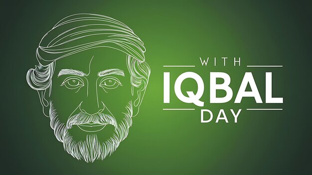 Photo iqbal day with iqbal day poster