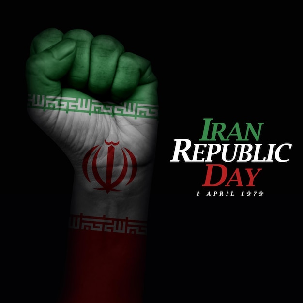 Iran Republic Day 1 April Poster On a Blurred Hand Background