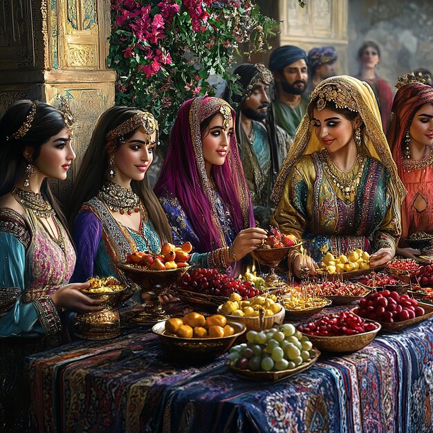 Iranian Mehregan Festival Gathering with Traditional Attire