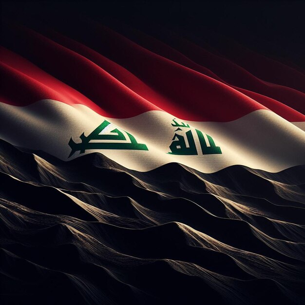 Iraq flag with the word on it