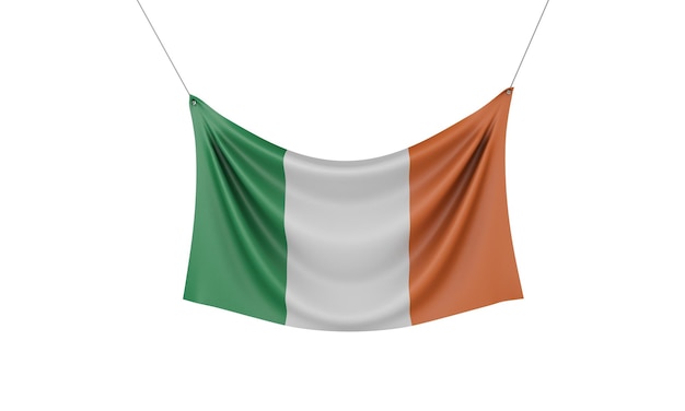 Ireland national flag hanging fabric banner d rendering