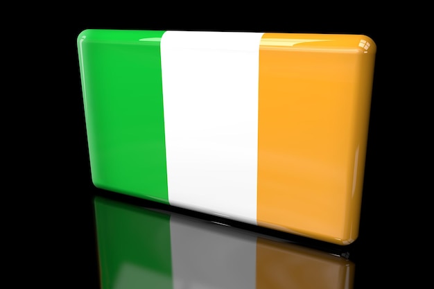 Ireland square flag 3D illustration on a dark background.