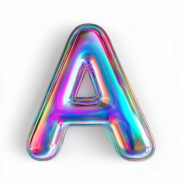 Iridescent 3D Letter A in Vibrant Colors