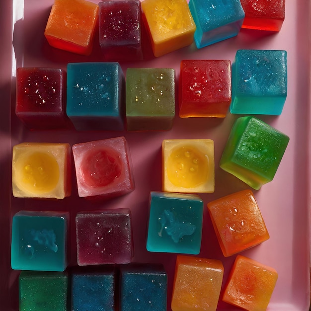 Iridescent delicious jello dessert cube