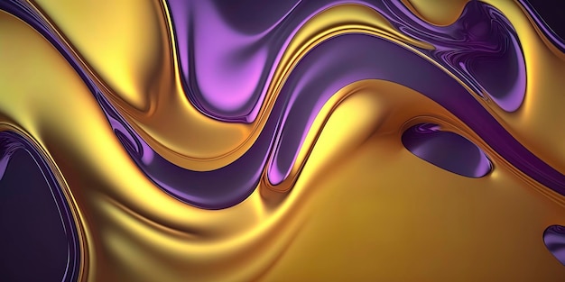 Iridescent fluid metallic liquid shine background holographic futuristic generative ai