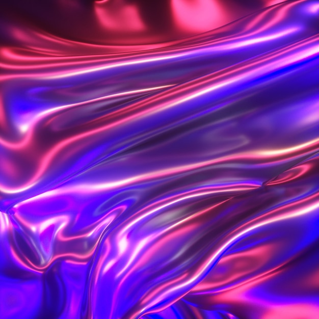 Iridescent glass material 3d render. Liquid colors background.