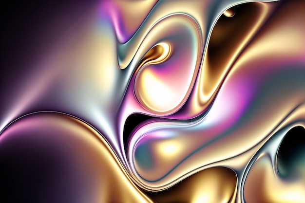 Iridescent holographic textural Background Gradient waves with iridescent highlights Generative AI illustration