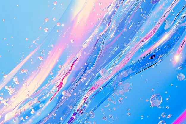 Iridescent Hues and Bubbles in Abstract Liquid Art