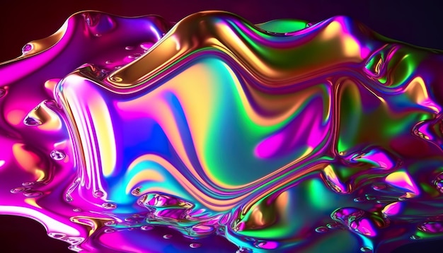 Iridescent liquid metal surface Creative illustration Ai Generate