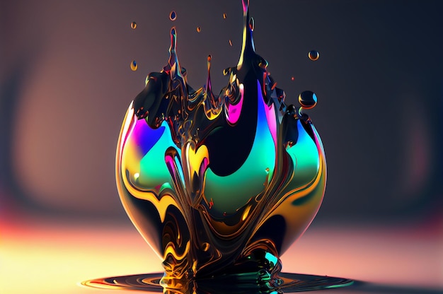 Iridescent Trendy Abstract Art Ai generative