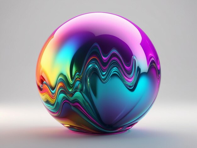 Photo iridescent wavy sphere a holographic exploration