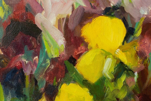 Irises yellow oil painting Abstract artistic multicolored background