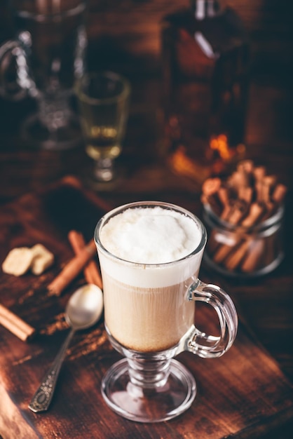 Irish coffee with cinnamon