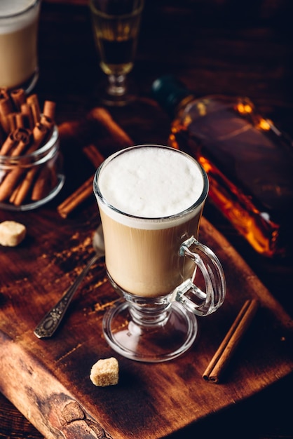 Irish coffee with cinnamon