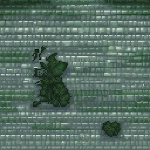 Photo irish map pixel art on vibrant green backdrop