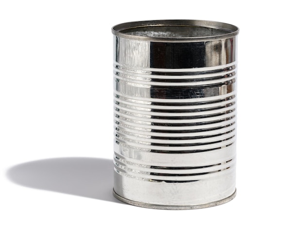 Iron can for food preservation on a white background