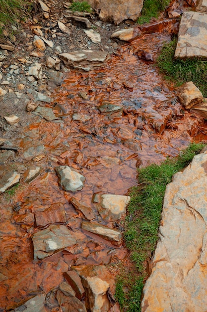 Iron ore leaching into the Glaslyn River in Wales