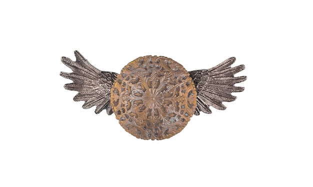 iron shield with wings isolated on white background