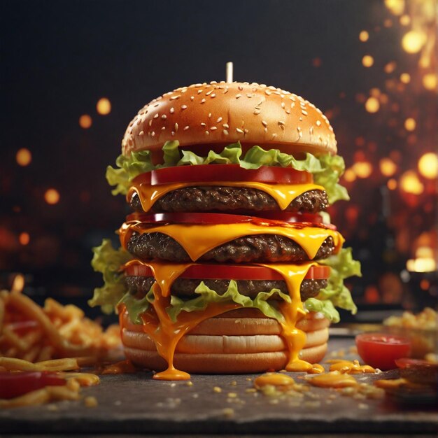 Irresistible 4K wallpaper featuring a 3D representation of a Zinger Cheese Burger