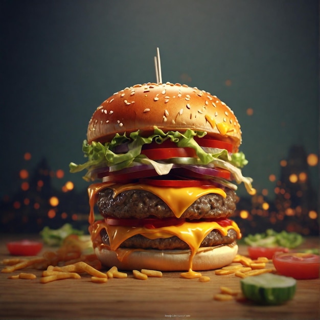 Irresistible 4K wallpaper featuring a 3D representation of a Zinger Cheese Burger