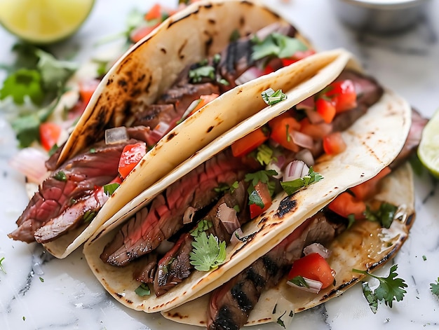 Irresistible carne asada tacos featuring tender beef and vibrant toppings