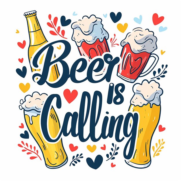 Photo is calling with hearts and beers