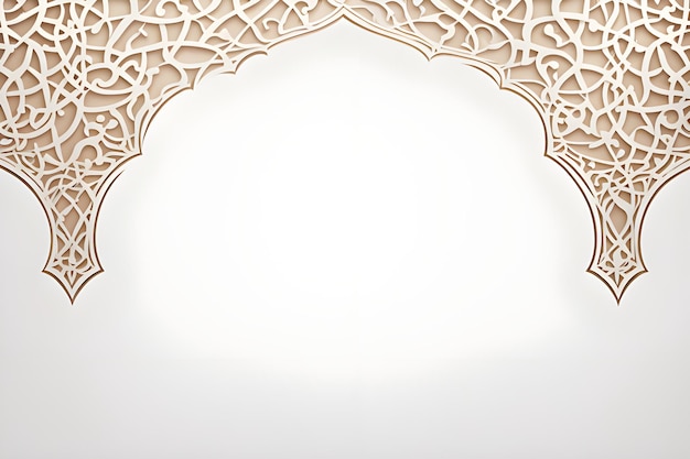 Photo islamic arabic arabesque ornament border luxury abstract white background with copy space for text