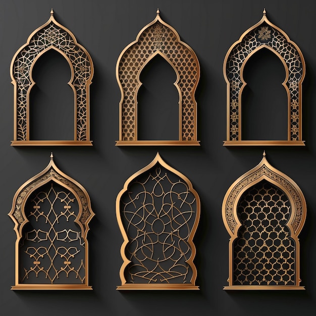 Photo islamic architectural archways intricate patterns and designs