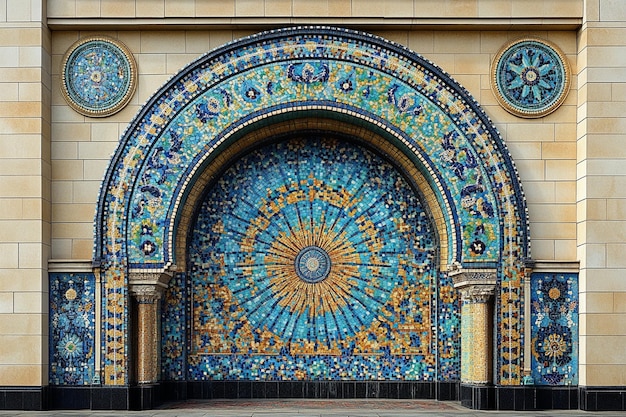 Photo islamic architectural details with mosaic