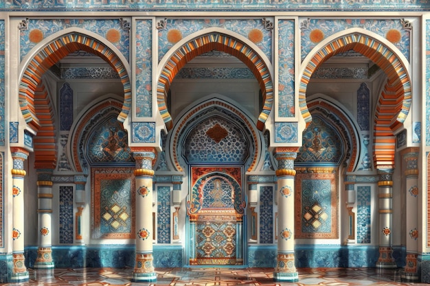 Islamic Architecture with Intricate Tilework and Arches