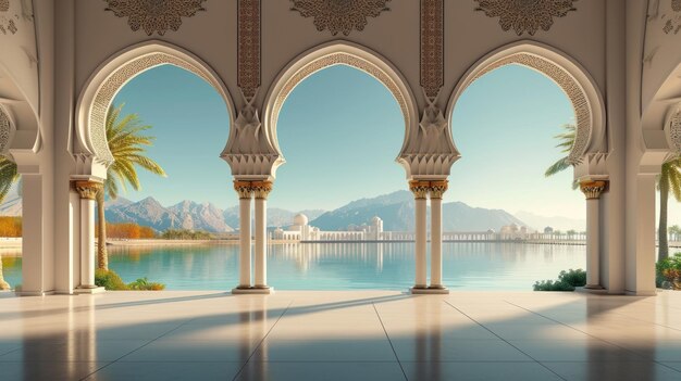 islamic art and architecture Arched view of a lake and arches