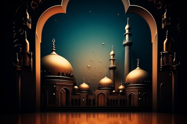 islamic background 3d Islamic Ramadan Celebration Abstract Navy amp Bronze Artwork Bryce 3D Drama