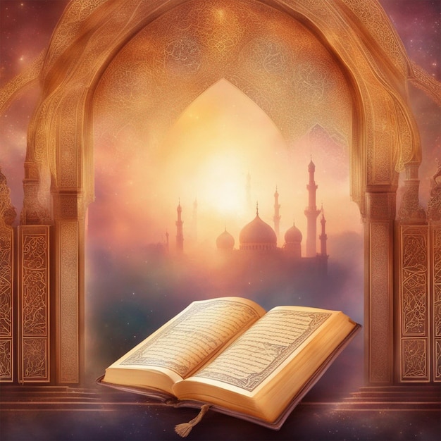 Islamic background with holy quran ai generated