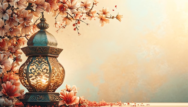 Islamic background with lantern and flowers beautiful Ramadan background and banner