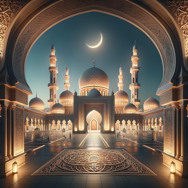 Islamic backgrounds in the form of pictures of mosques lanterns and various Islamic symbols