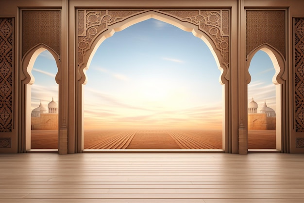 islamic border frame background and copy space