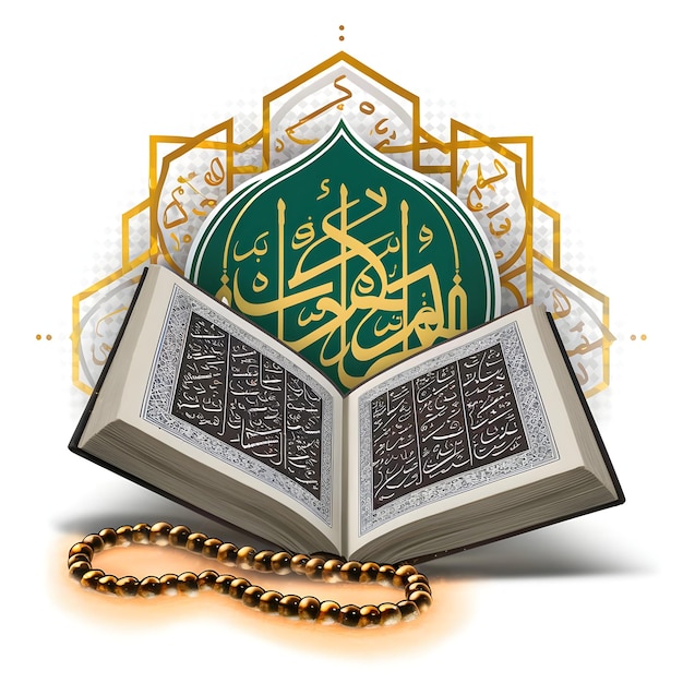 Islamic concept The Holy Al Quran with written Arabic calligraphy meaning of Al Quran