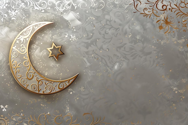 Photo islamic crescent and star symbol illustration arabic eid mubarak background