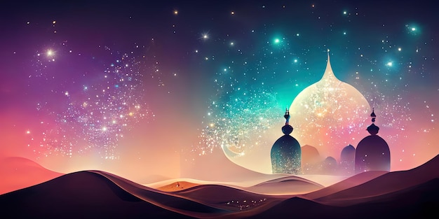 Islamic cute background with empty copy space good for a special event like Ramadan or Eid Al-Fitr