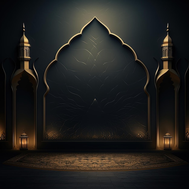 islamic dark golden calligraphy background