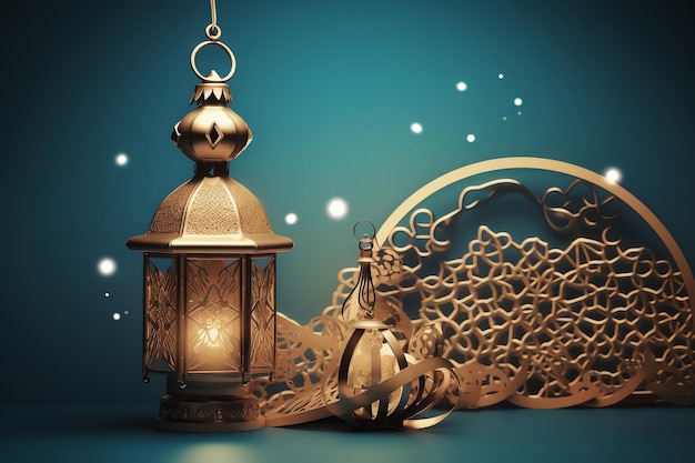 Islamic decoration background with beautiful mosque cartoon style ramadan kareem mawlid iftar isra miraj eid al fitr adha muharram copy space text area 3D illustration