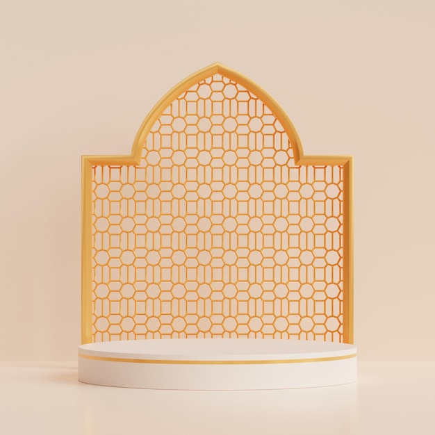 Islamic display podium background with arabic window ramadan kareem eid