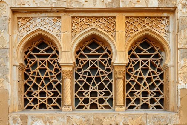 Photo islamic geometric patterns on a mosqueas facade