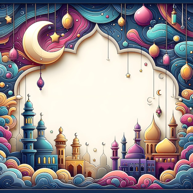 Islamic greeting card templates in Oil Painting style