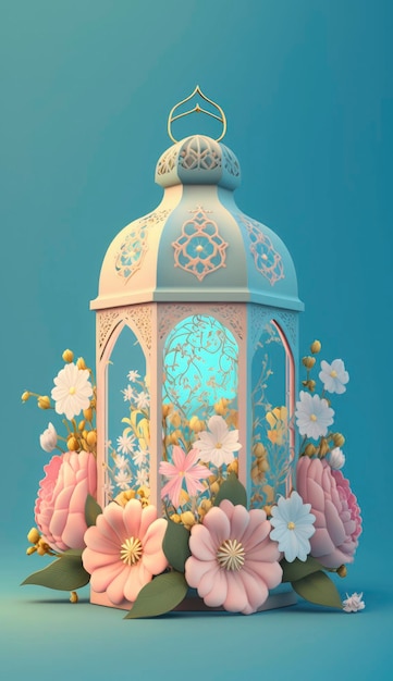 Islamic greeting Eid Mubarak cards for Muslim Holidays EidUlAdha festival celebration Arabic Ramadan Lantern Decoration lamp Generate Ai