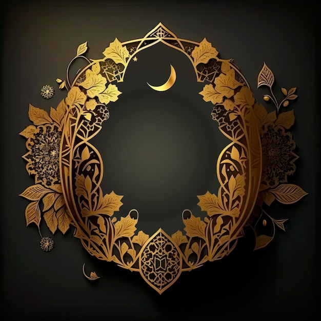 Islamic greetings ramadan kareem card design background with beautiful gold