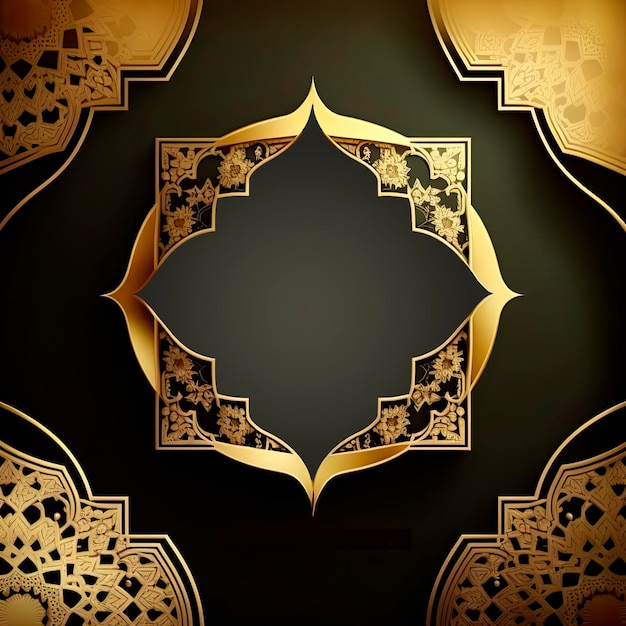 Islamic greetings ramadan kareem card design background with beautiful gold