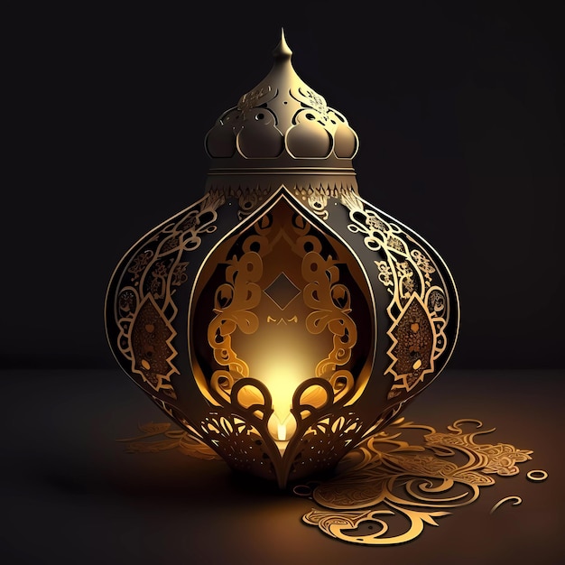 Islamic greetings ramadan kareem card design background with beautiful gold