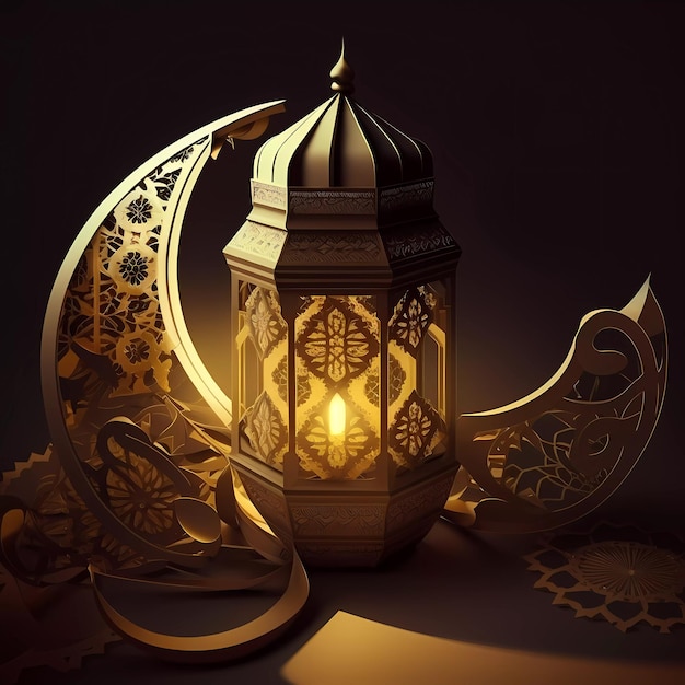 Islamic greetings ramadan kareem card design background with beautiful gold