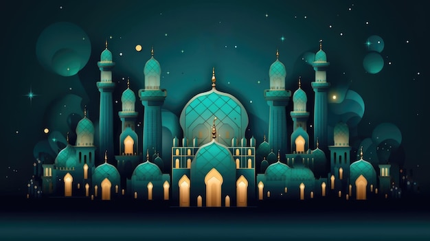 Islamic greetings ramadan kareem card design generative ai